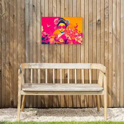 Vrouw - Zonnebril - Abstract - Oranje Tuinposter op houten frame 2 cm dik klein -sfeer4