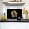 Cupcake - Eten - Goud - Zwart Inductie beschemer met haakjes klein -sfeer2