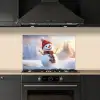 Sneeuwpop - Zonsondergang - Wit keuken achterwand spatscherm klein -sfeer1