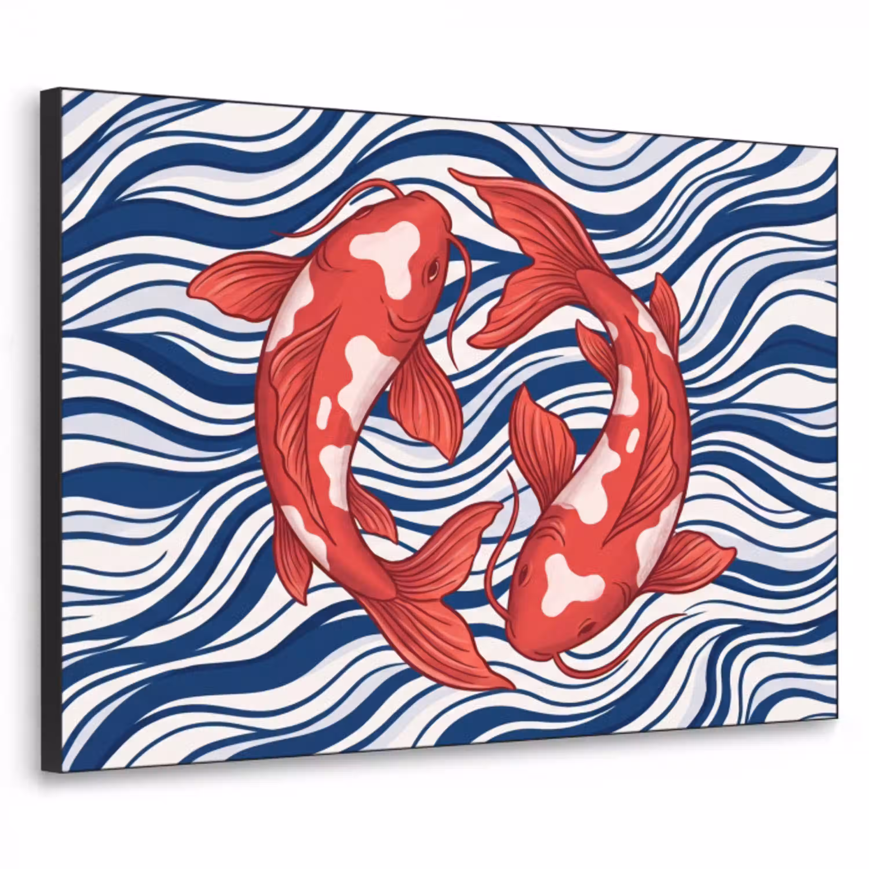 Vis - Water - Natuur - Illustratie - Rood Textielframe zwart klein -3d