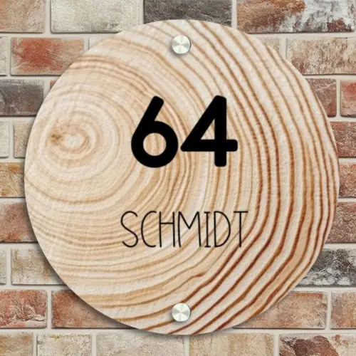 Holzmaserung - Modern Naambord Rond klein -sfeer2
