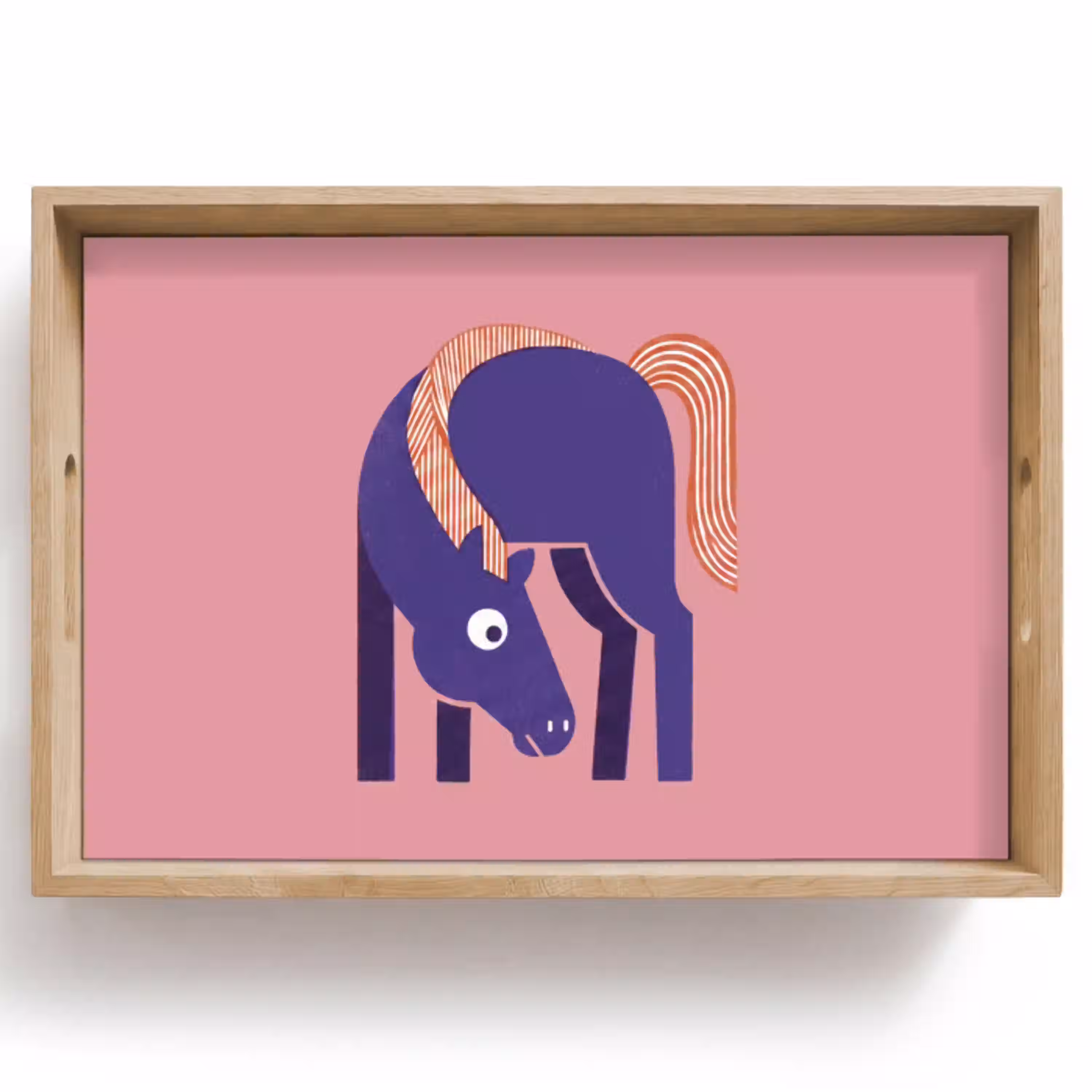 Paard - Abstract - Dieren - Modern - Blauw Dienblad Rechthoek middel -z3d_shopping