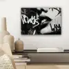 Gezicht - Mond - Graffiti - Zwart canvas 2cm klein -sfeer6