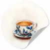 Theekop - Bladeren - Blauw Wandcirkel behangsticker klein -3d