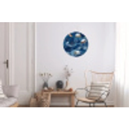Huisjes - Vogels - Sneeuw - Winter - Blauw Wandcirkel aluminium klein 190 -woonkamer