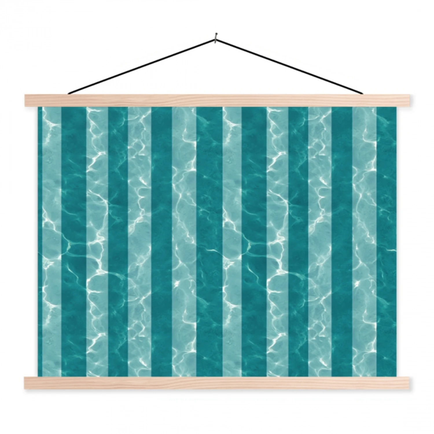 Zwembad - Strepen - Groen textielposter latten blank klein 122 -3d