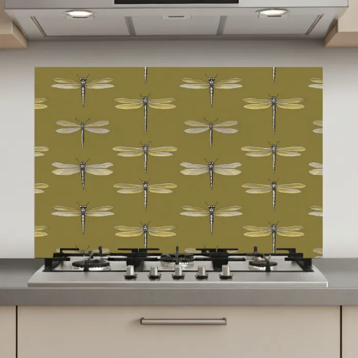Libellen - Patroon - Groen keuken achterwand spatscherm klein 900 -3d_website