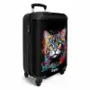Kat met Kleurrijke Penseelstreken NBS - Handbagage koffer - Kinderen Unisex middel -productfoto_3d