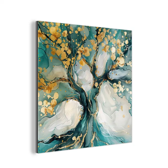 Boom - Modern - Verflook - Turquoise - Goud aluminium wit klein -3d