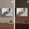 Marmer - Blauw - Goud Light Box met batterij (Wandlamp) middel -sfeer3