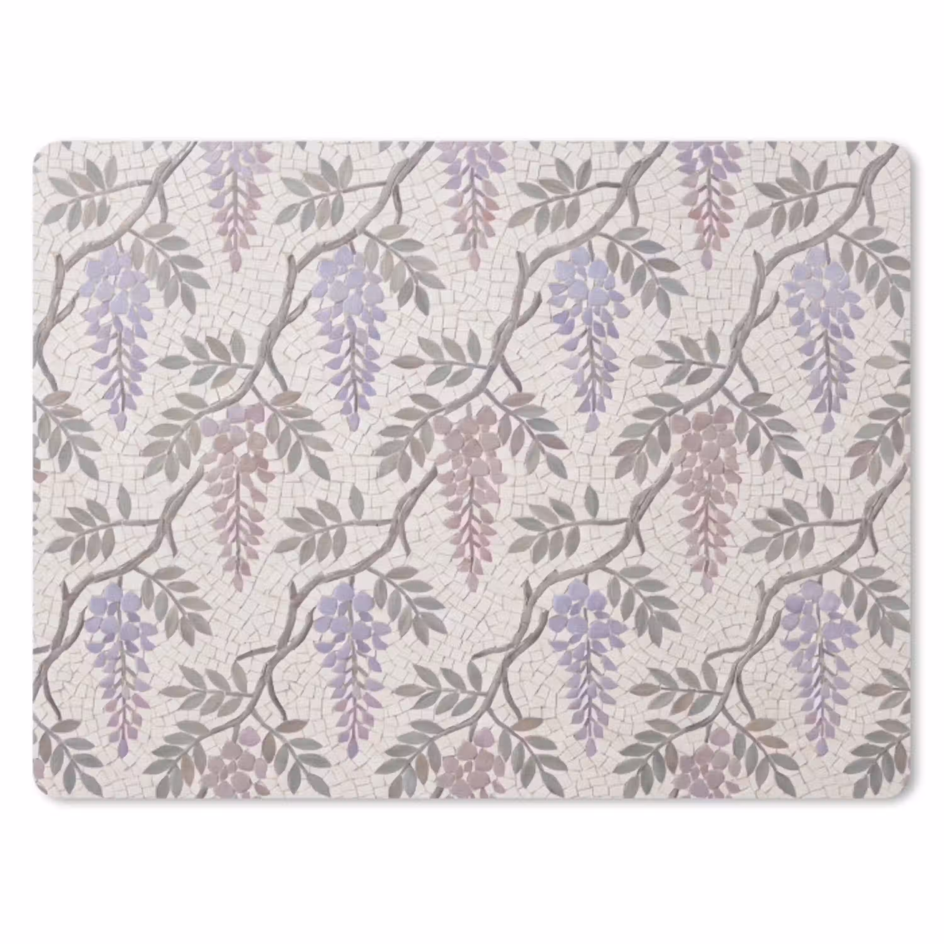 Bloemen - Mozaïek - Natuur - Patroon - Paars muismat rubber klein -3d