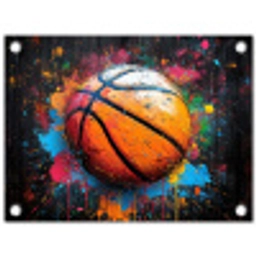 Basketbal in Kleurrijke Spatten tuinposter los doek klein -3d
