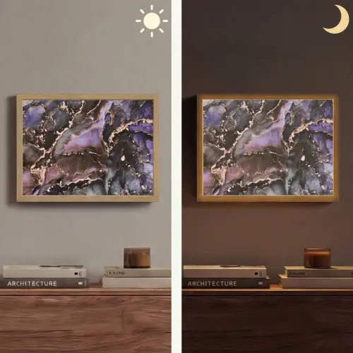 Marmer - Goud - Roze Light Box met batterij (Wandlamp) middel -sfeer3