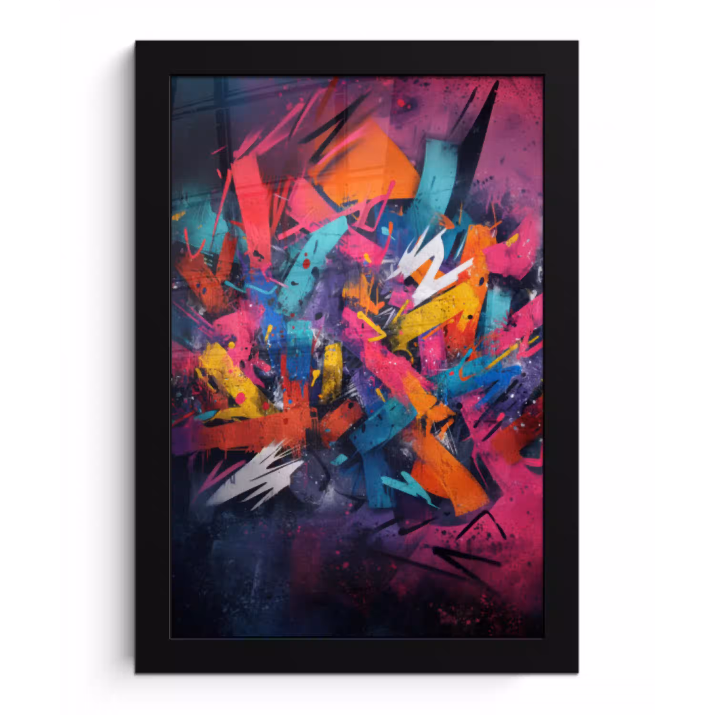 Abstract - Explosie - Neonkleuren fotolijst zwart zonder passe partout klein -3d