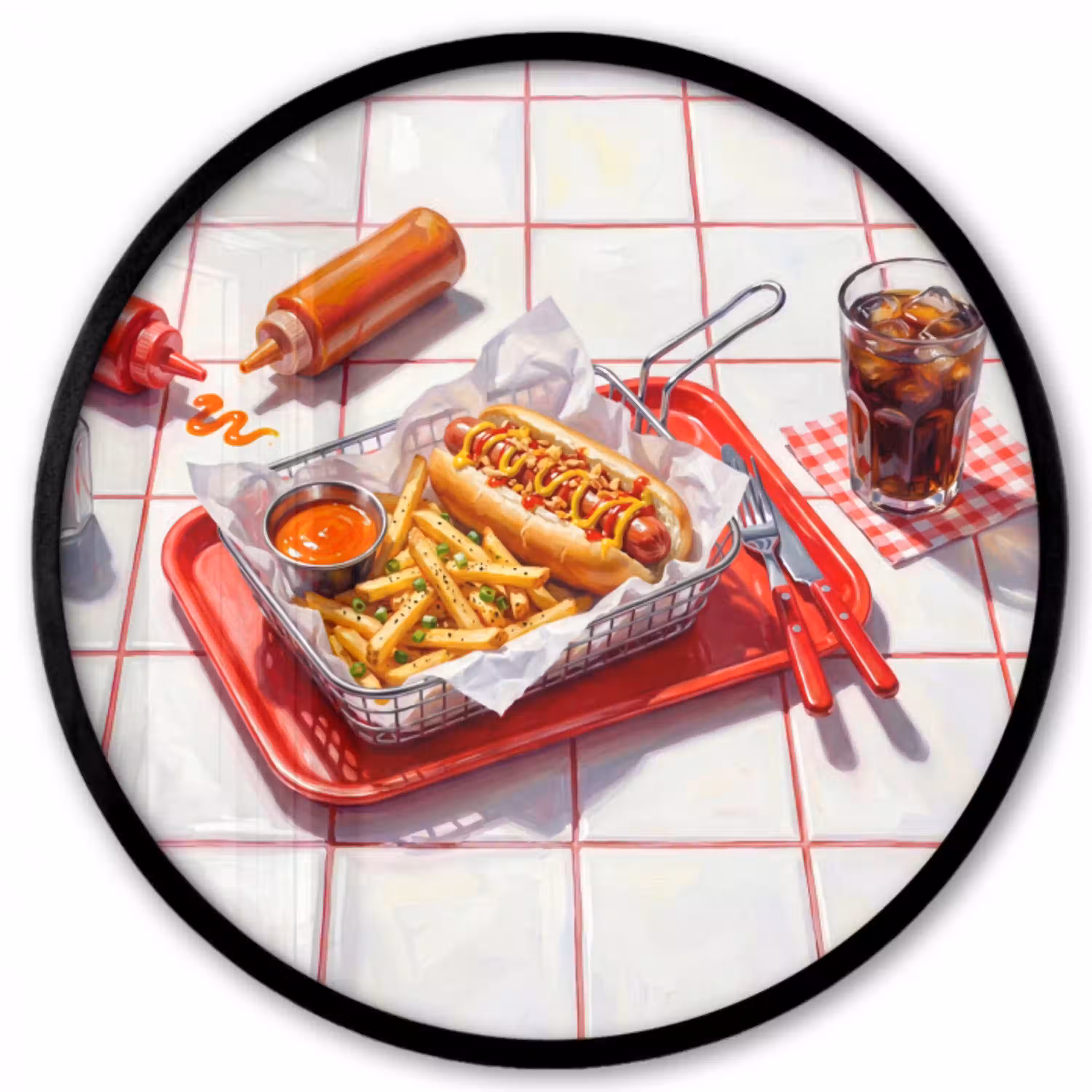Eten - Hotdog - Fastfood - Modern - Rood Fotolijst rond zonder passe partout klein -3d