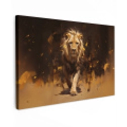 Leeuw - Geschilderd - Abstract - Goud Tuinposter op houten frame 2 cm dik klein -3d