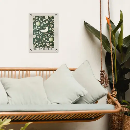 Groen - Vogel  - Bloemen tuinposter los doek klein -sfeer7
