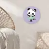 Panda - Paars - Sierlijk - Kawaii Wandcirkel kunststof plaat 5mm dik klein -sfeer5