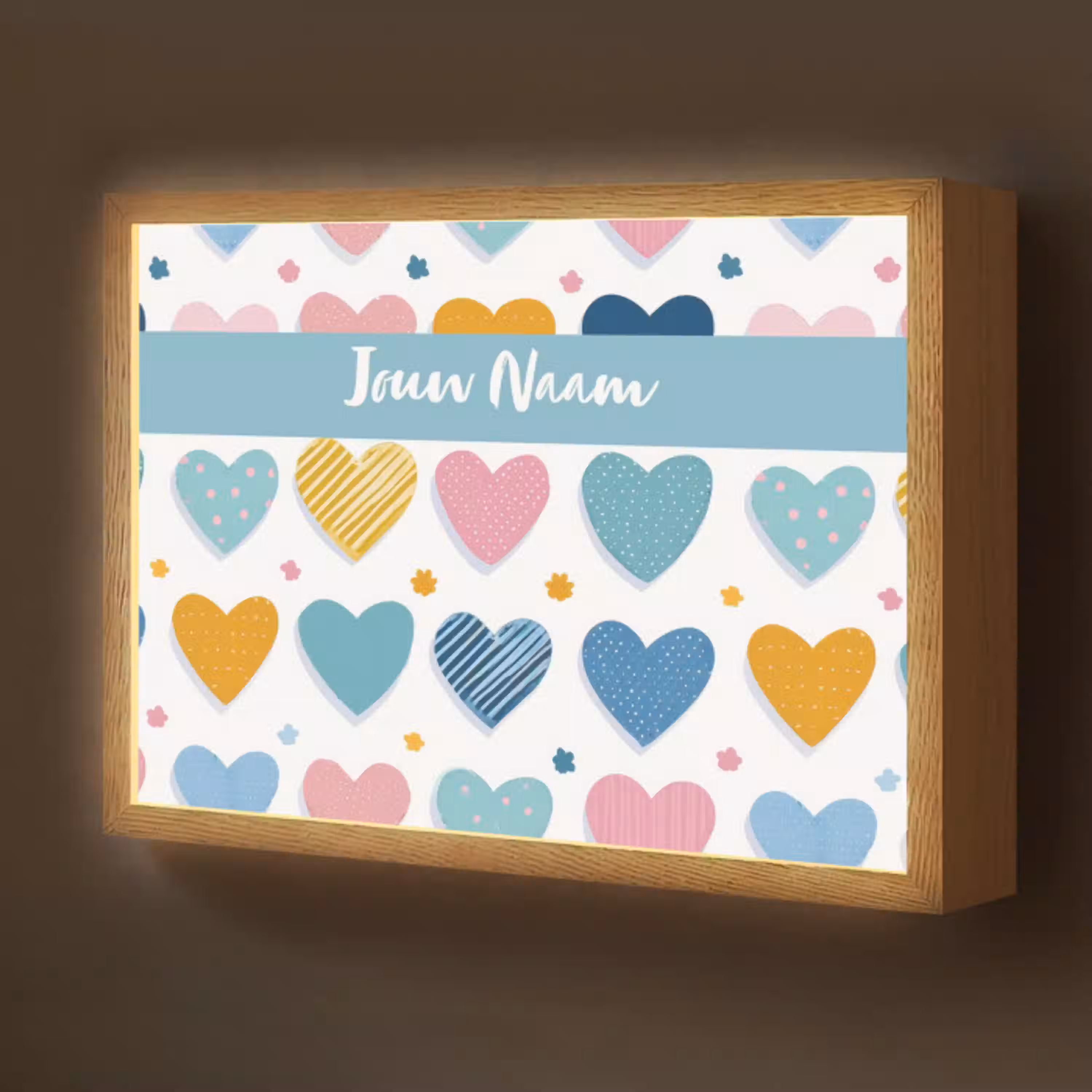 Hartjes - Pastel - Patroon Light Box met batterij (Wandlamp kind) middel -z3d_website