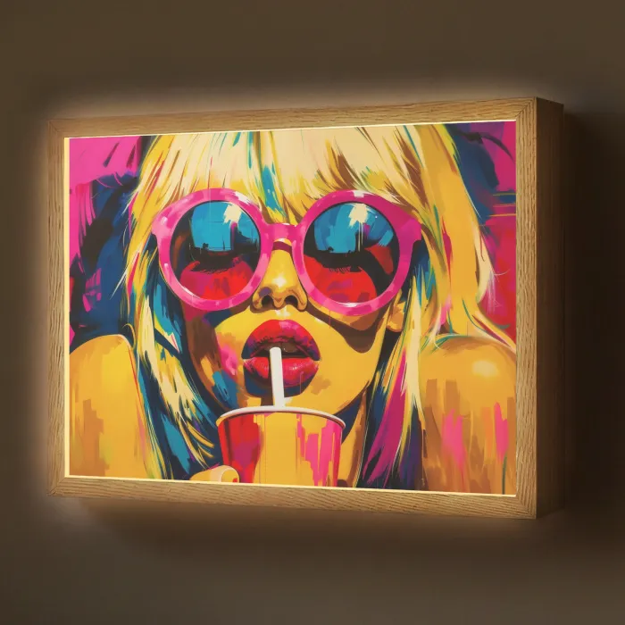Zonnebril - Roze - Vrouw - Rietje Light Box met batterij (Wandlamp) middel -z3d_website