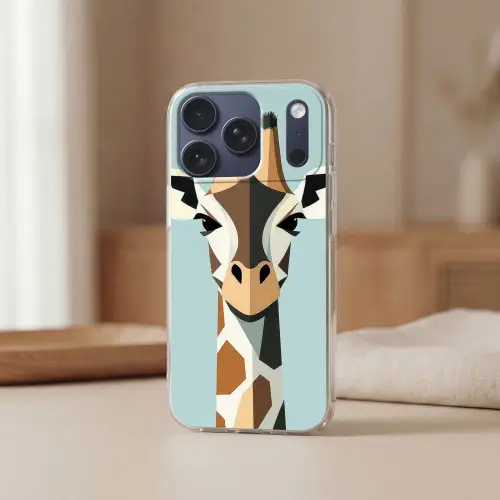 Giraffe - Illustratie - Bruin - Minimalistisch Telefoonhoesje iPhone 17 Pro klein -sfeer2