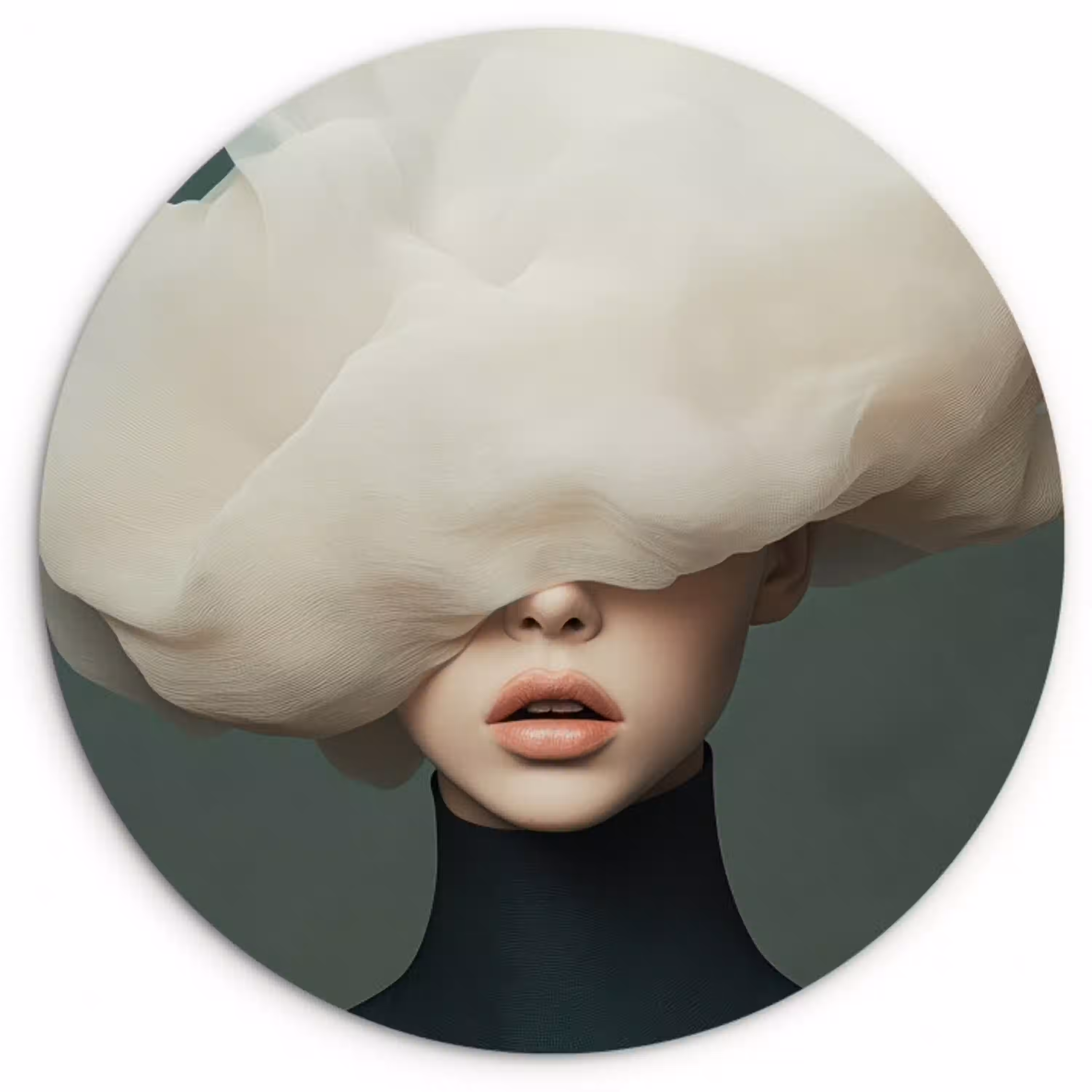 Hoed - Vrouw - Beige Wandcirkel plexiglas klein -3d