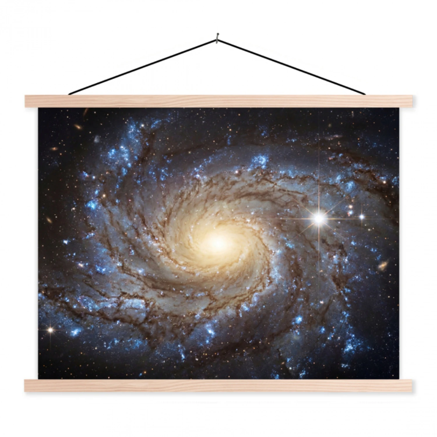 Kosmos - Sterrenstelsel - Donker textielposter latten blank klein -3d