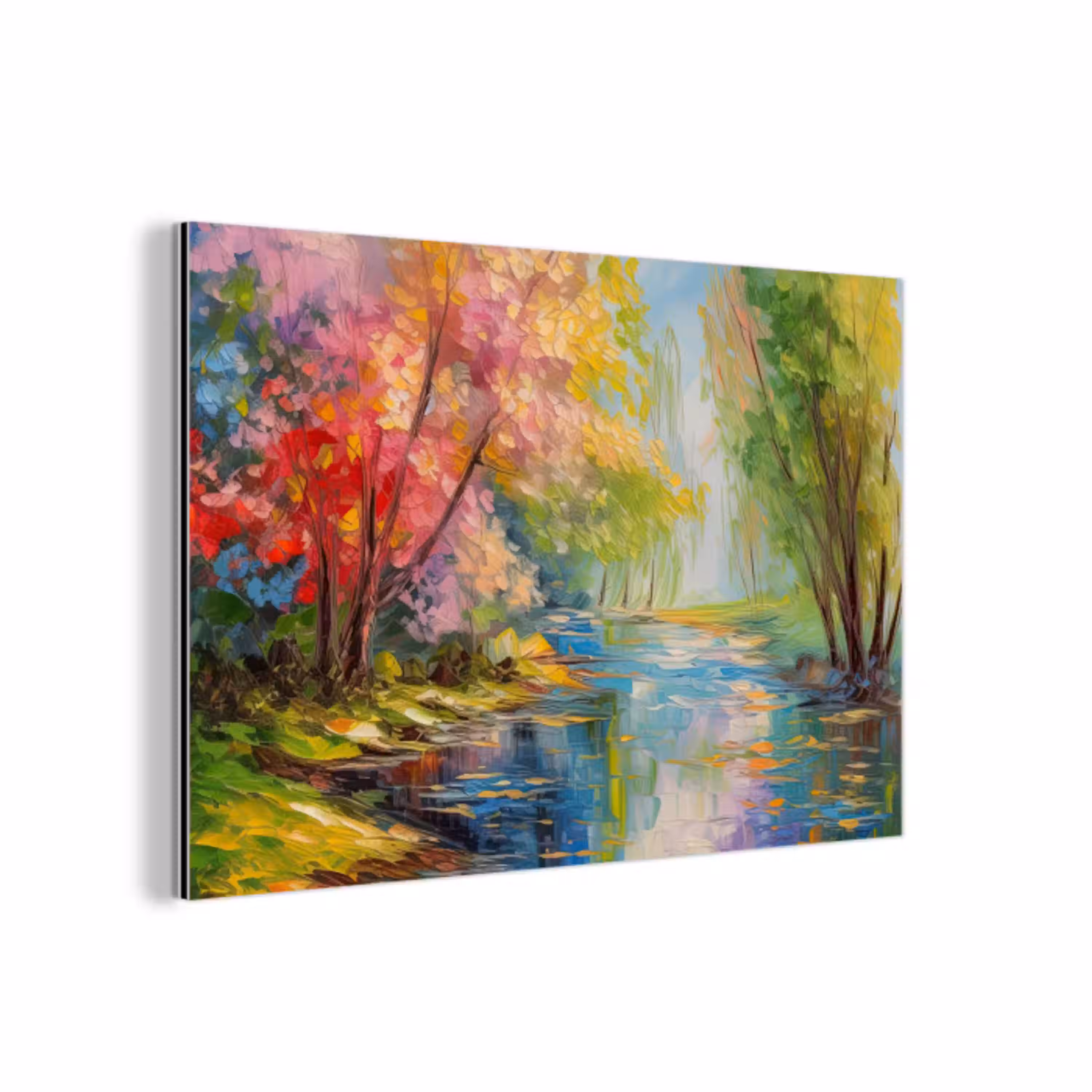 Olieverf - Landschap - Natuur - Kleurrijk aluminium wit klein -3d