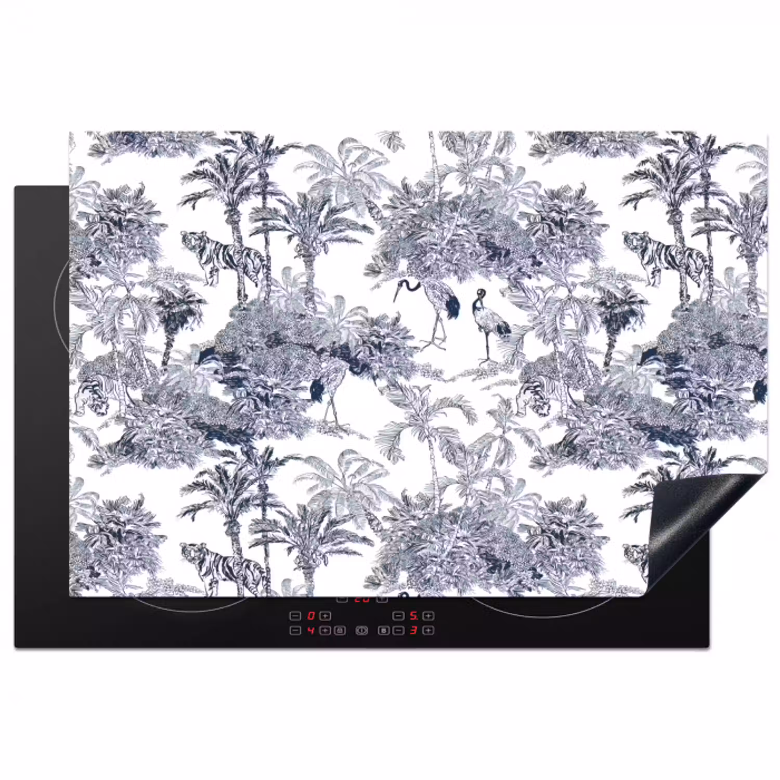Palmbomen - Jungle - Abstract - Blauw Inductie beschermer vinyl 3mm klein 276 -3d