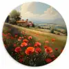 Klaprozen - Rood - Heuvels - Landschap Wandcirkel plexiglas klein -3d
