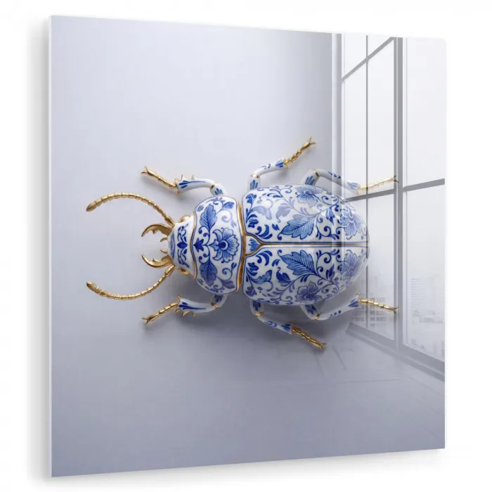 Kever - Delfts  - Blauw - Goud plexiglas 5mm klein -zzzproduct_nieuw