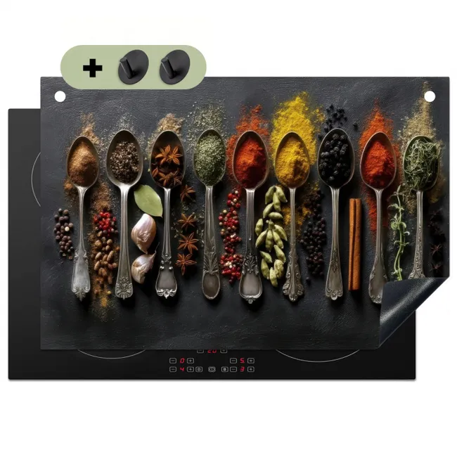 Lepels - Specerijen - Kaneel - Chili Inductie beschemer met haakjes klein -3d