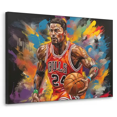 Basketbal - Verf - Kleuren - Rood Textielframe zwart klein -3d