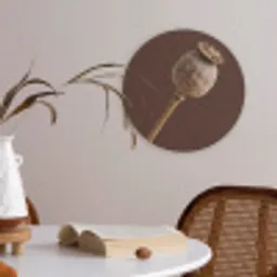 Papaverbol - Droogbloem - Bruin - Minimalistisch Akoestische PET Vilt - Rond klein -sfeer3