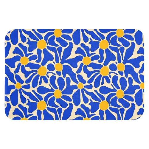 Abstract - Bloem - Blauw WCmat klein 1009 -3d