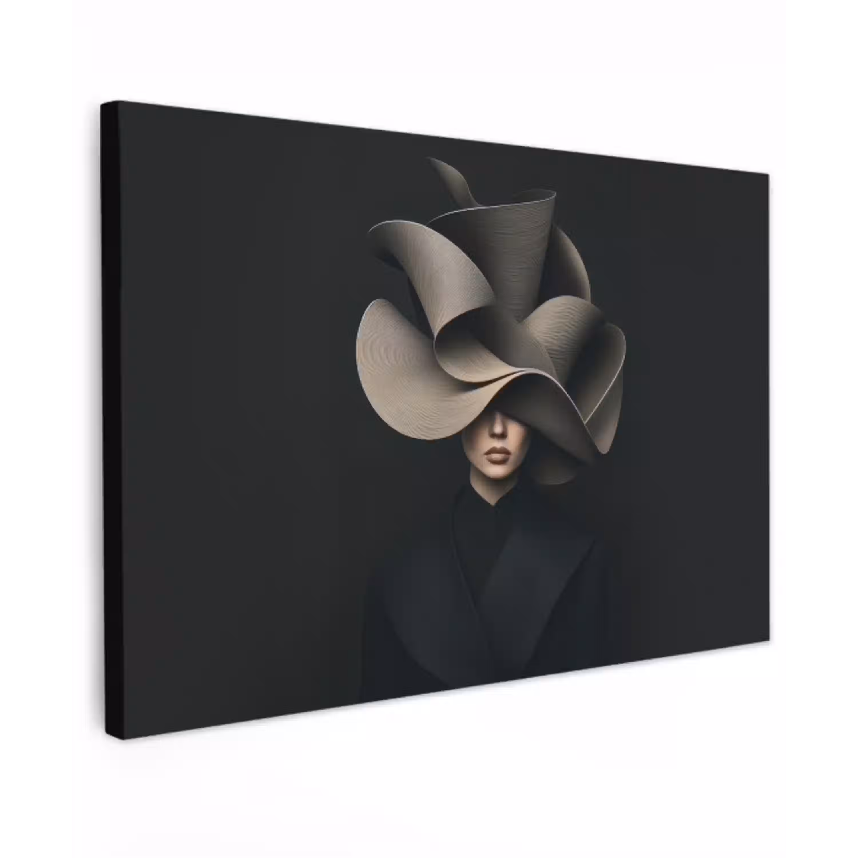 Zwarte - Hoed - Vrouw Tuinposter op houten frame 2 cm dik klein -3d