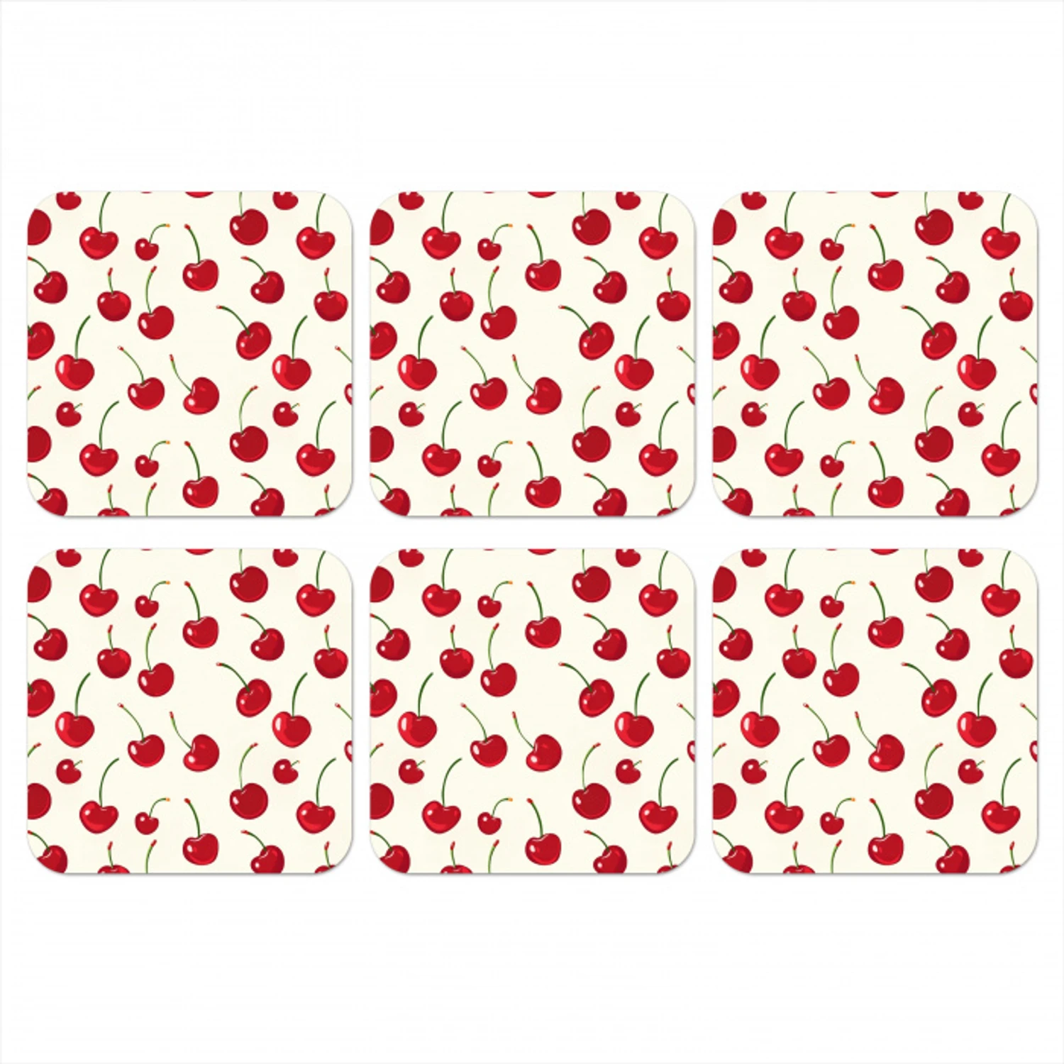 Kersen - Minimalistisch - Rood onderzetter kurk middel 366 -3d