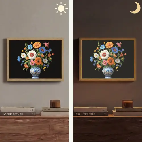 Vaas - Boeket - Bloemen - Kleur Light Box met batterij (Wandlamp) middel -sfeer3