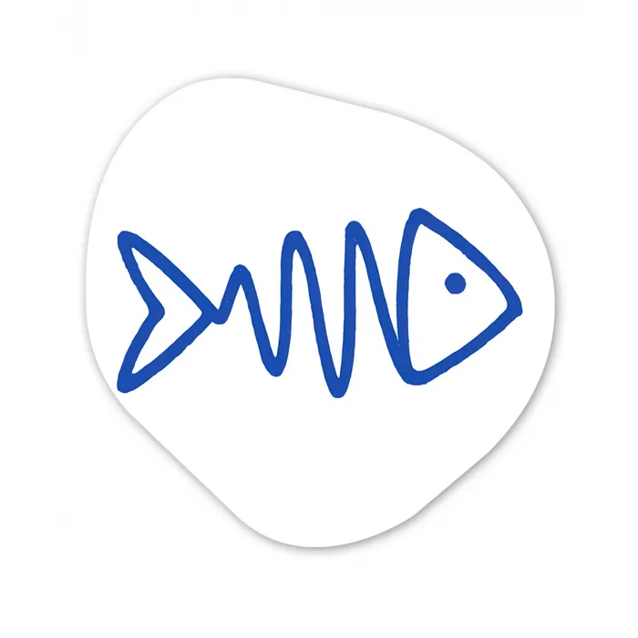 Vis - Minimalistisch - Blauw - Lijn Wandcirkel Organisch Plexiglas middel -3d