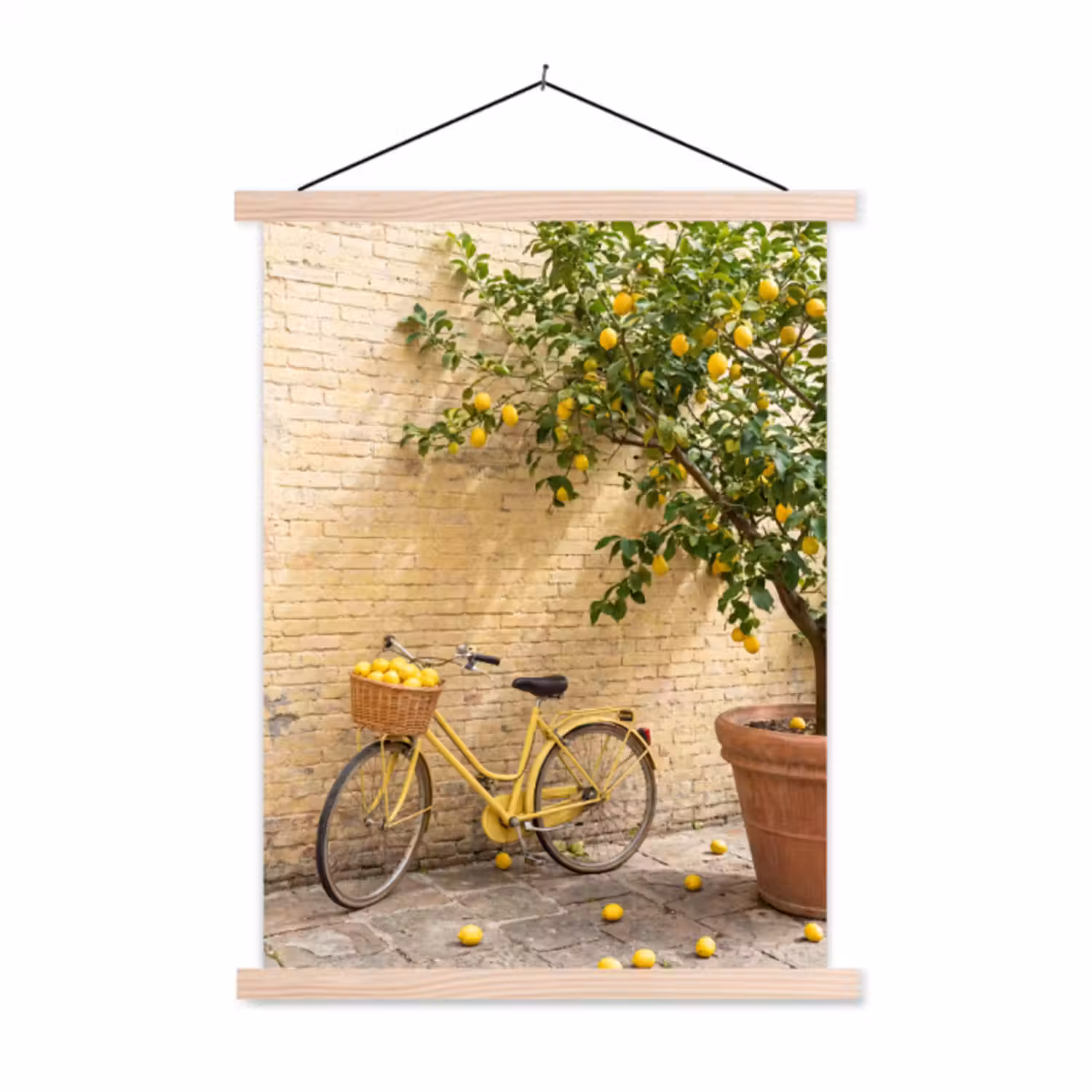 Hanging Poster - Bicycle - Basket - Food - Yellow - Summer