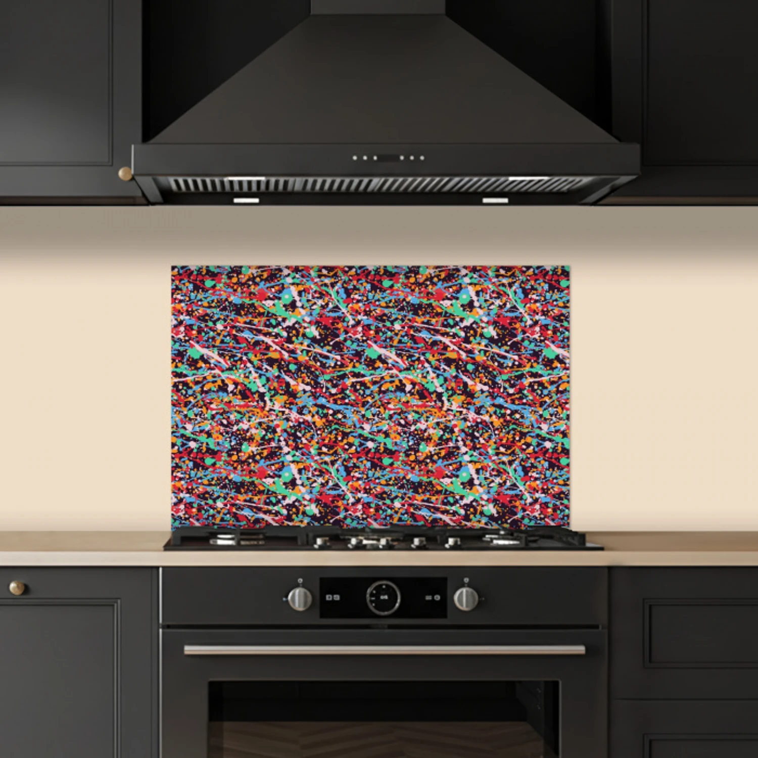 Spat - Abstract - Waterverf - Multi keuken achterwand spatscherm klein 900 -sfeer1