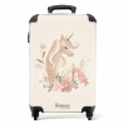 Eenhoorn tussen bloemen in roze pastel kleuren NBS - Handbagage koffer - Volwassenen Unisex middel -productfoto_recht