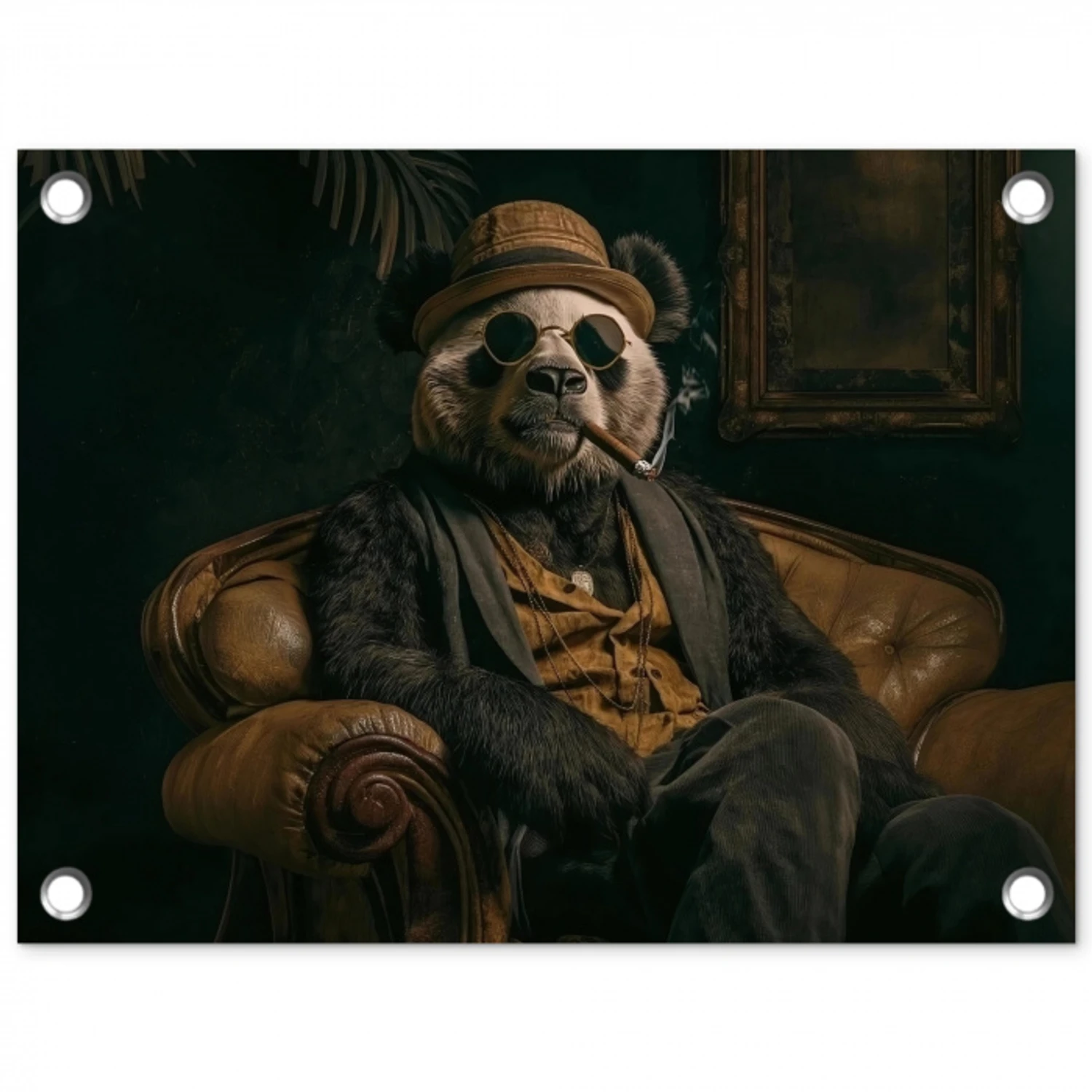 Panda - Hoed - Bril - Pak tuinposter los doek klein -3d