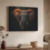 Olifant - Oranje - Oren Textielframe zwart klein -sfeer3