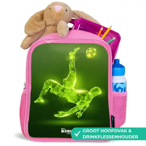 Groene neon omhaal in actie Kinderrugzak - Roze middel -inhoud_NL