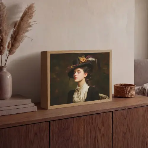 Vrouw - Victoriaans - Portret Light Box met batterij (Wandlamp) middel -sfeer2