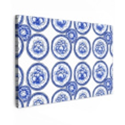 Cirkels - Bloemen - Blauw canvas 2cm klein 34 -z3d