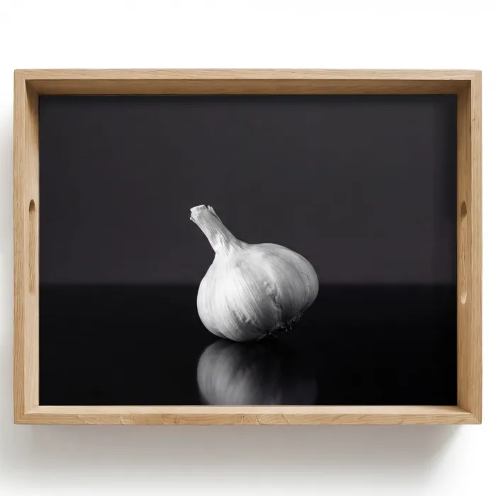 Knoflook - Zwart - Wit Dienblad Rechthoek middel -z3d_shopping