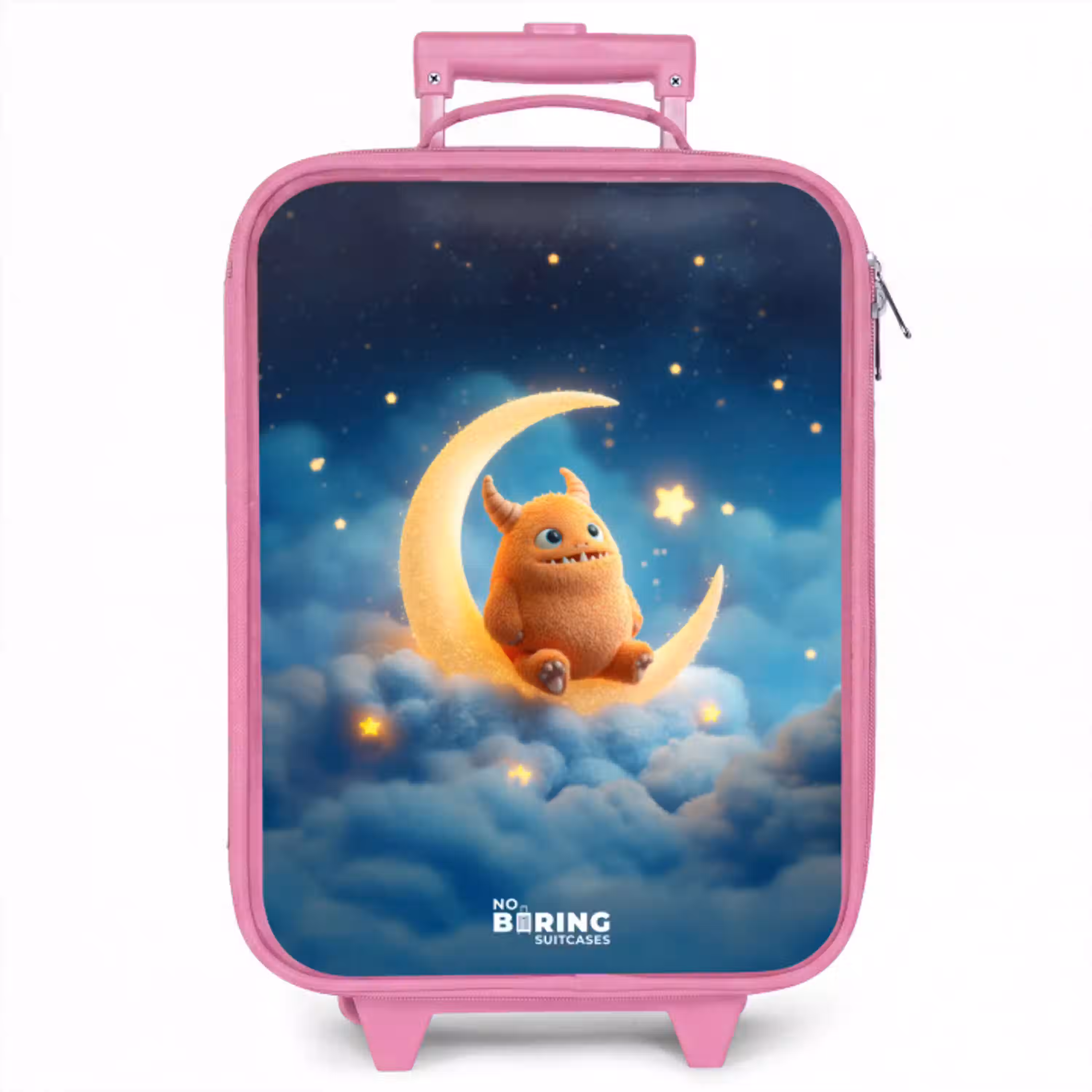 Oranje monster op maansikkel Kinderkoffer - Roze klein -zzz_website3d
