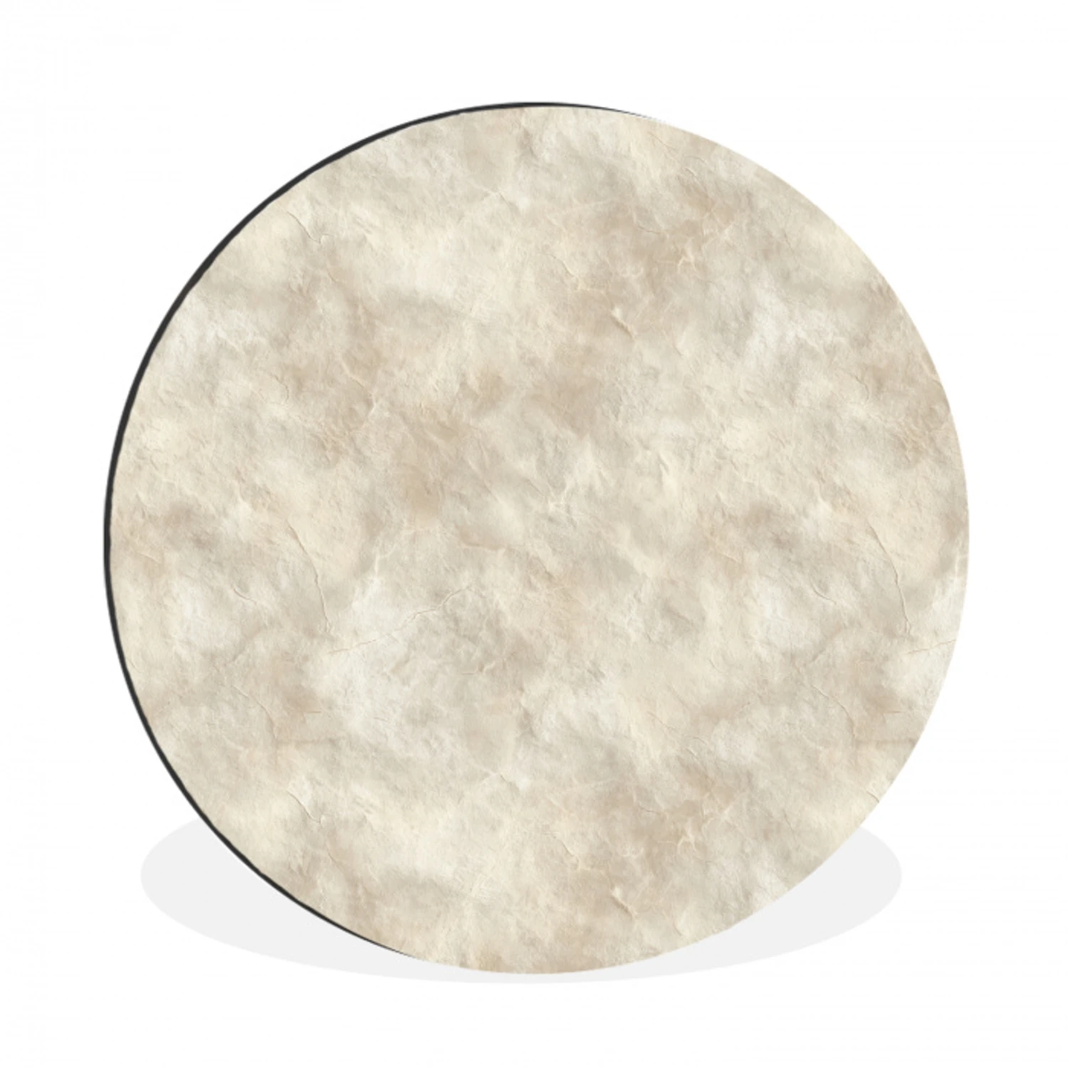 Beige - Reliëfstructuur - Natuursteen Wandcirkel aluminium klein 190 -3d